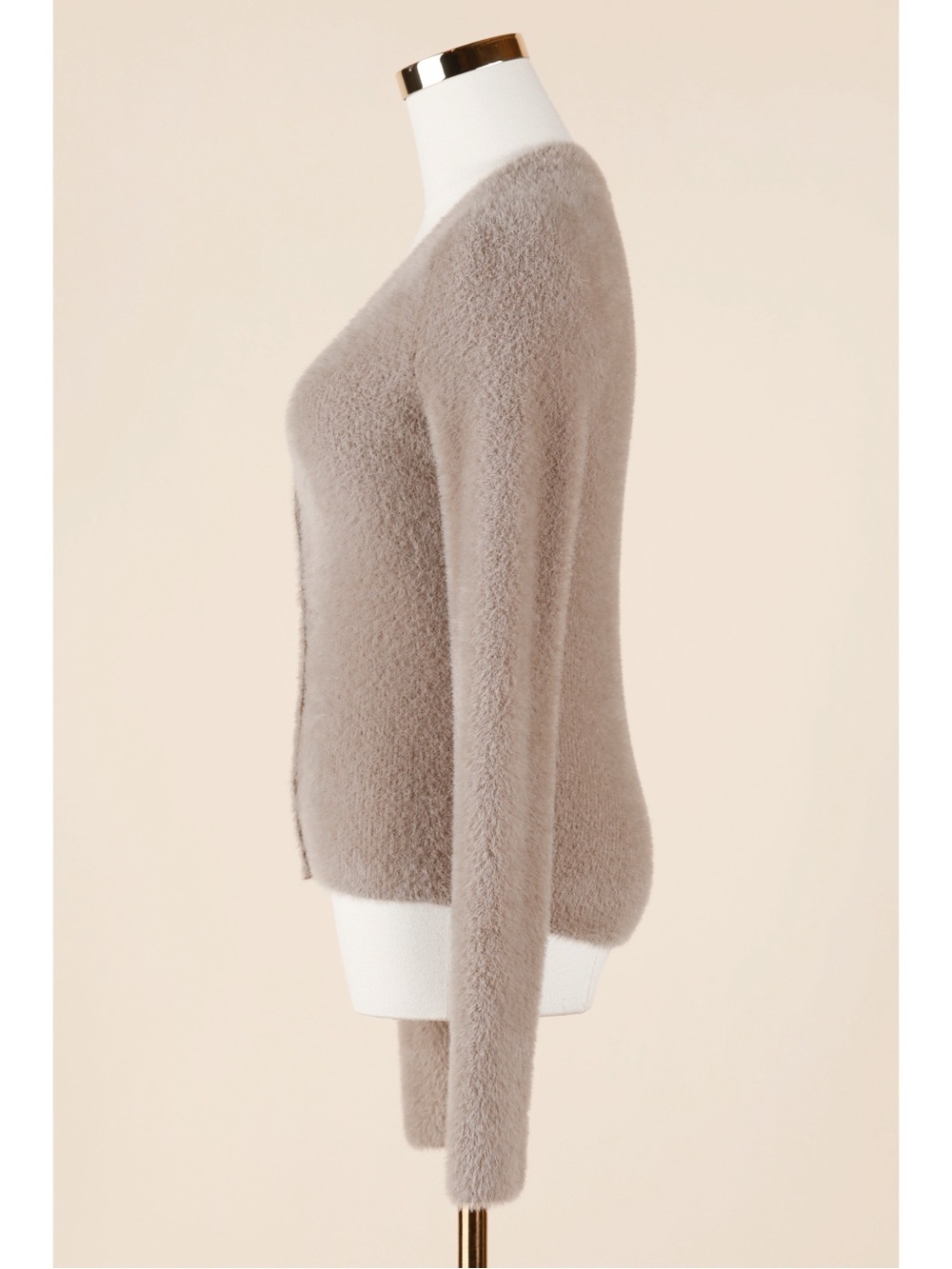Sz S Abercrombie & Fitch Fuzzy Eyelash Slim V-Neck Cardigan In Cream EUC - Picture 2 of 5